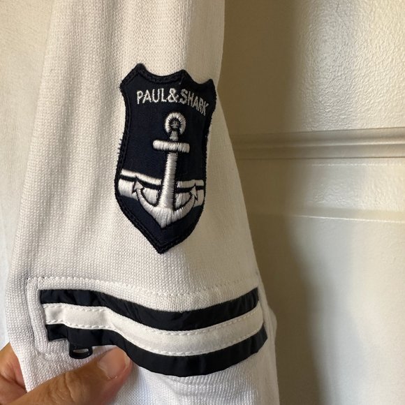 Men's Paul & Shark Quarter Zip Sweater White/Navy - Picture 5 of 6